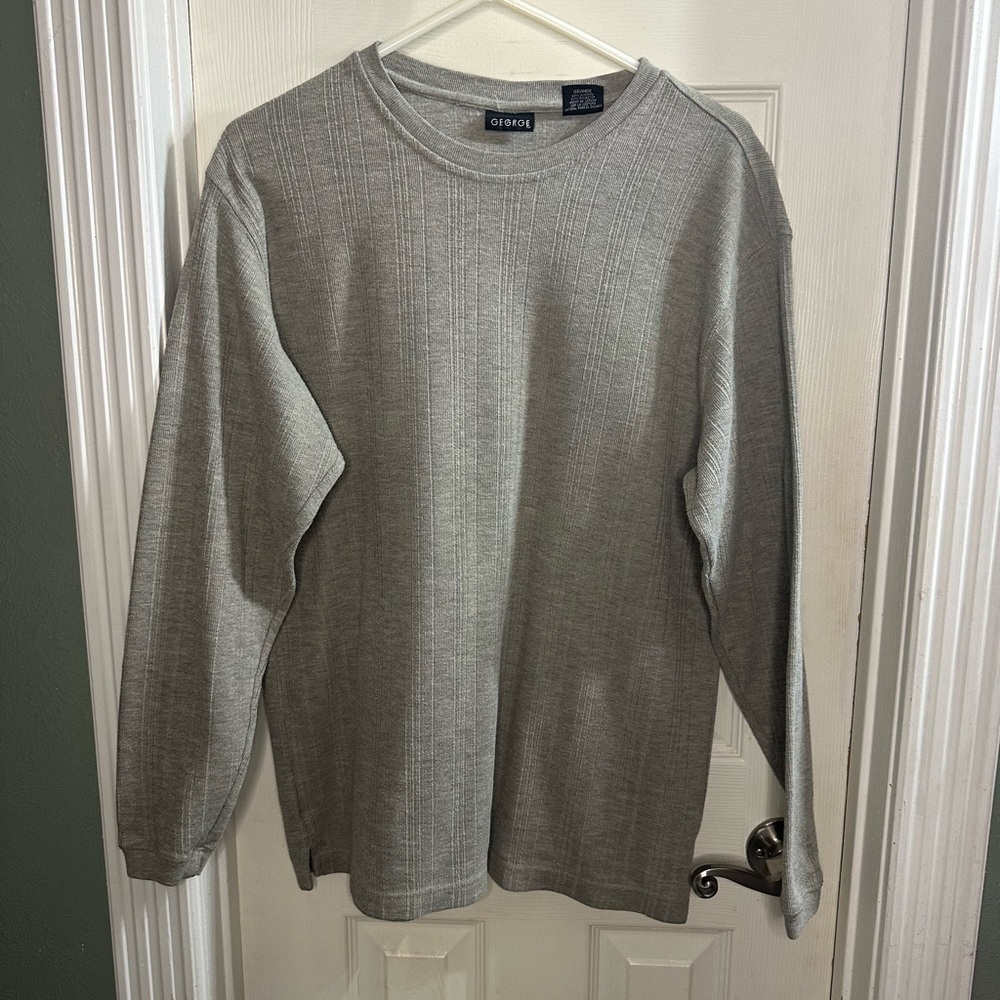 George Men's Black Long Sleeve Cotton Stretch Crew Neck T-Shirt Size L
